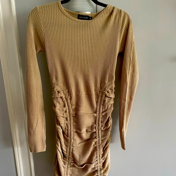 Stone Long Sleeve Ruched Knitted Dress - Picture 1 of 5